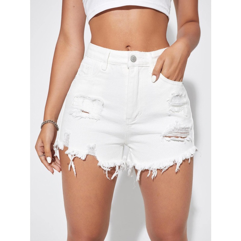 Shorts Denim Frayed - 2026 Women's Pocketed Distressed Frayed Hem