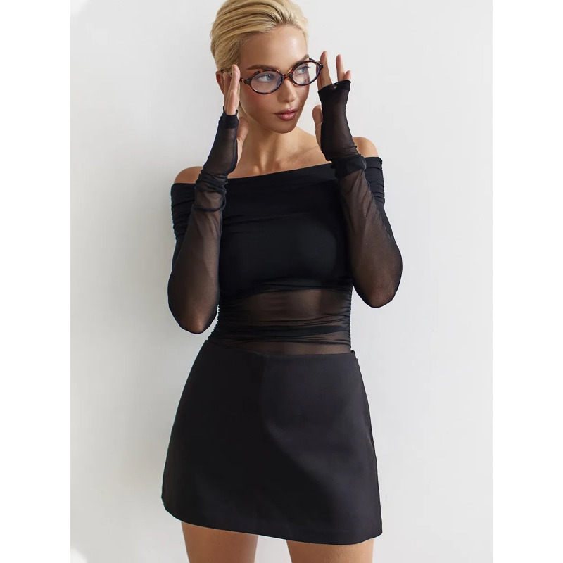 Women  Mesh Off Shoulder Top S - đánh giá và giá Blouse Off Shoulder