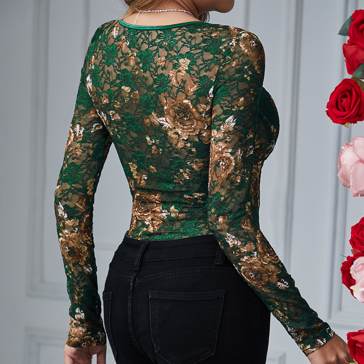 Sexy Lace Bodysuit Women Squar - đánh giá và giá Romper Floral Print