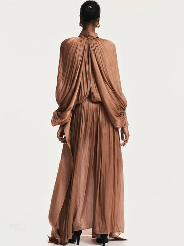 Retro solid color design sense - đánh giá và giá Linen Dress Wrap