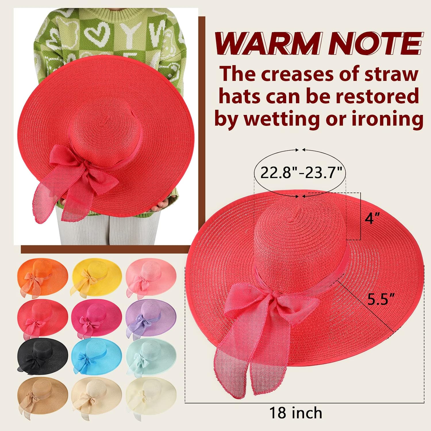 12 PCS Women's Wide Brim Straw - đánh giá và giá Hat Floppy Wide