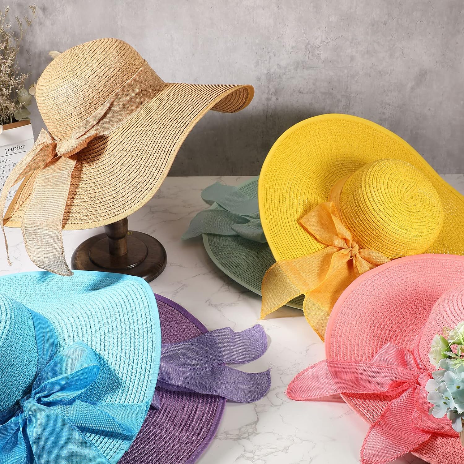 12 PCS Women's Wide Brim Straw - đánh giá và giá Hat Floppy Wide