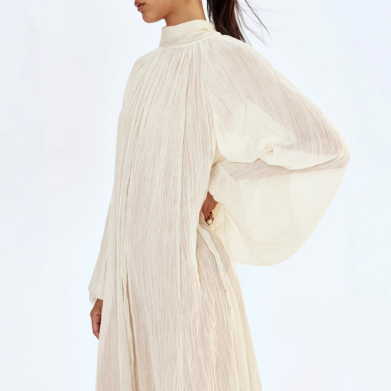 Ladies O-neck Long Sleeved Ple - đánh giá và giá Linen Dress Wrap