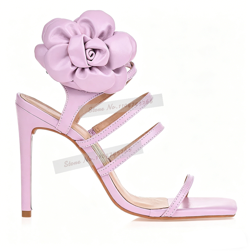 Pink Matte Big Flower Embellis - đánh giá và giá Sandal Strappy Heeled