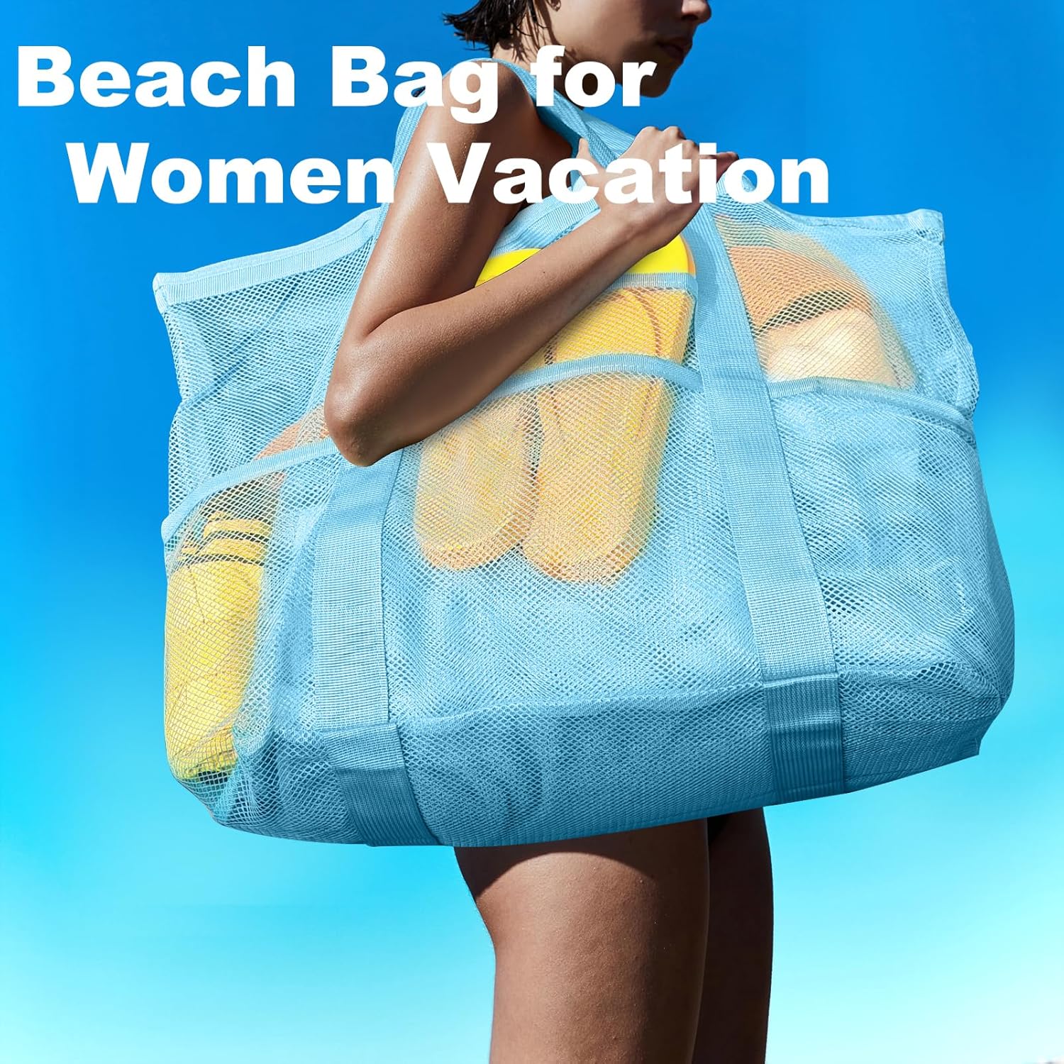Mesh Beach Bag, Large Tote wit - đánh giá và giá Tote Bag Beach