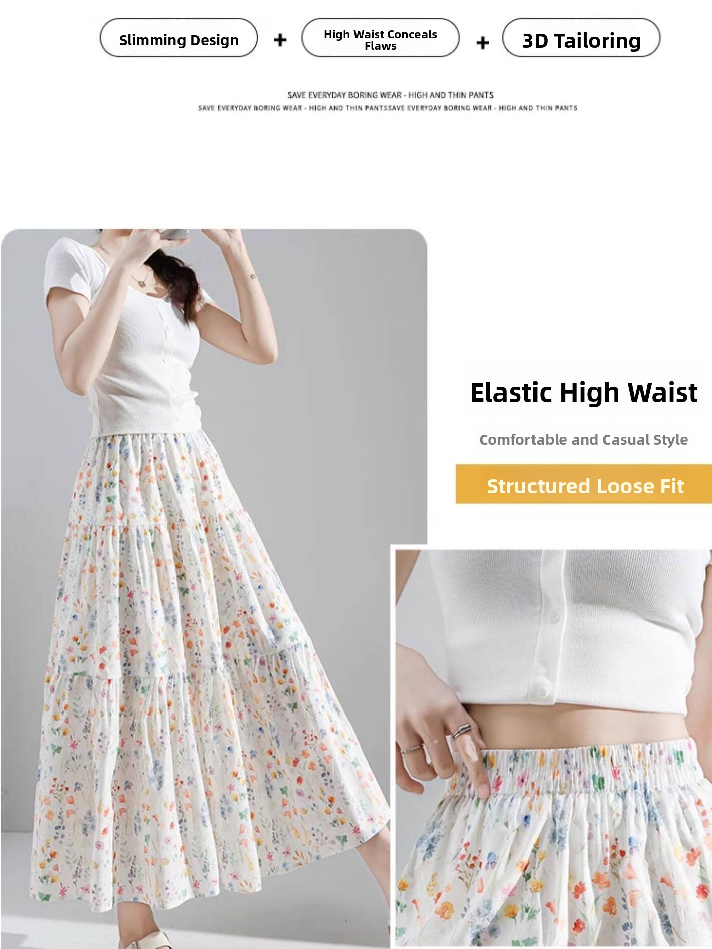 plus Size Floral Print A-Line  - đánh giá và giá Midi Skirt Floral