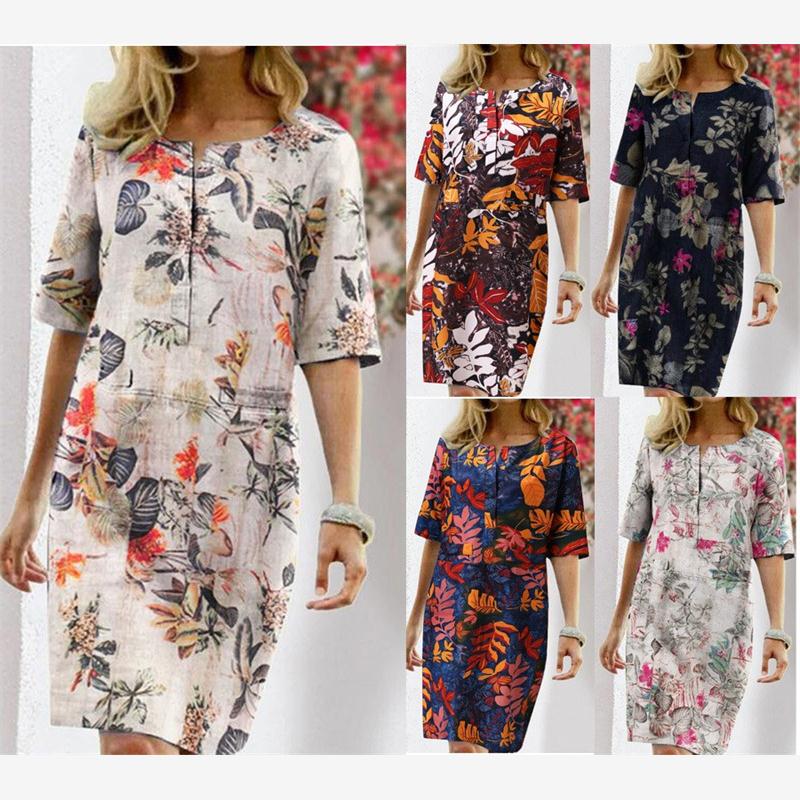 Summer Cotton Linen Printed Wo - đánh giá và giá Linen Dress Wrap