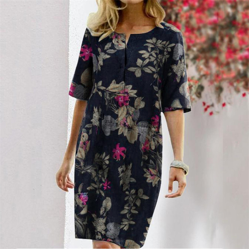 Summer Cotton Linen Printed Wo - đánh giá và giá Linen Dress Wrap