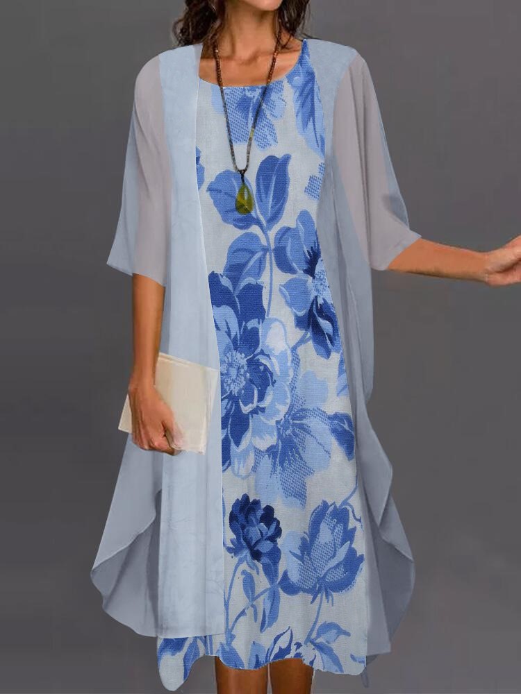 Summer Elegant Dress Two-piece - đánh giá và giá Romper Floral Print