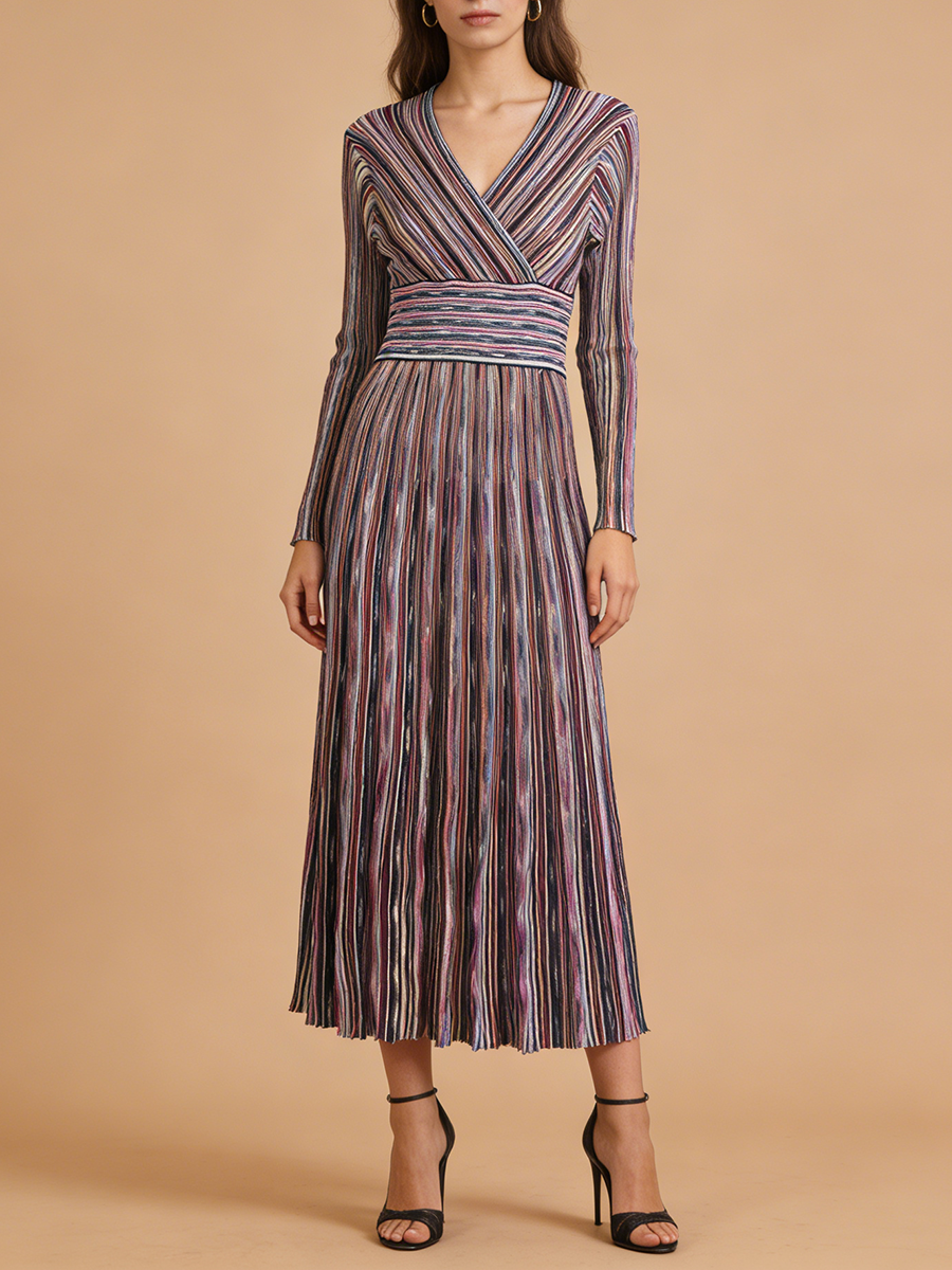 VGH Casual Commute Striped Kni - đánh giá và giá Linen Dress Wrap