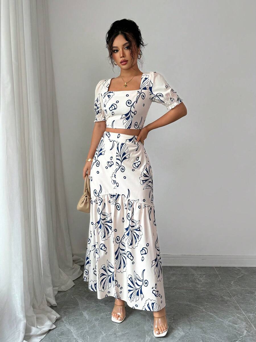 Floral Print Women 2Pcs Outfit - đánh giá và giá Romper Floral Print