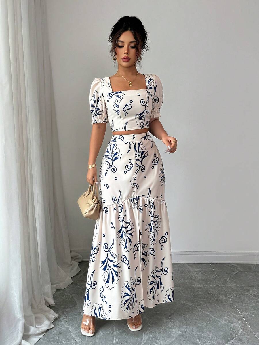 Floral Print Women 2Pcs Outfit - đánh giá và giá Romper Floral Print