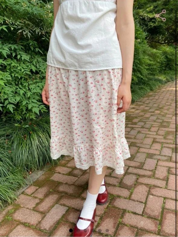 Pink Floral Blouse Skirt Set W - đánh giá và giá Midi Skirt Floral
