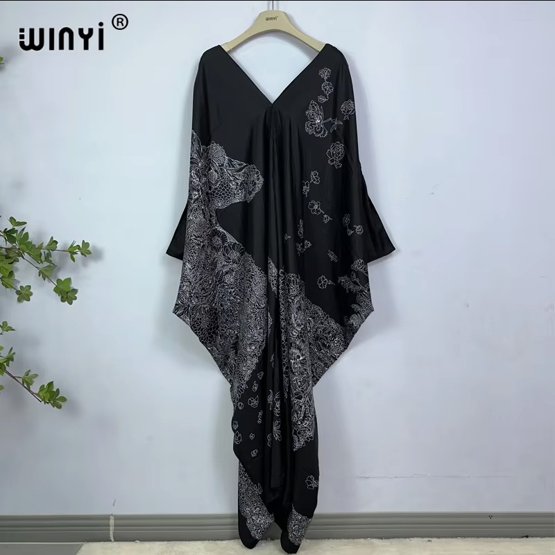 WINYI print summer maxi dress  - đánh giá và giá Cover Up Kaftan