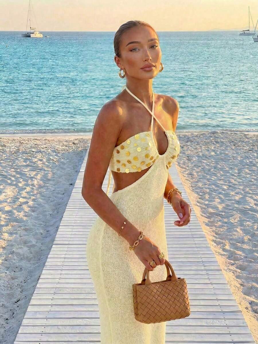 Womens Bohemian Sequin Spaghet - đánh giá và giá Maxi Dress Halter