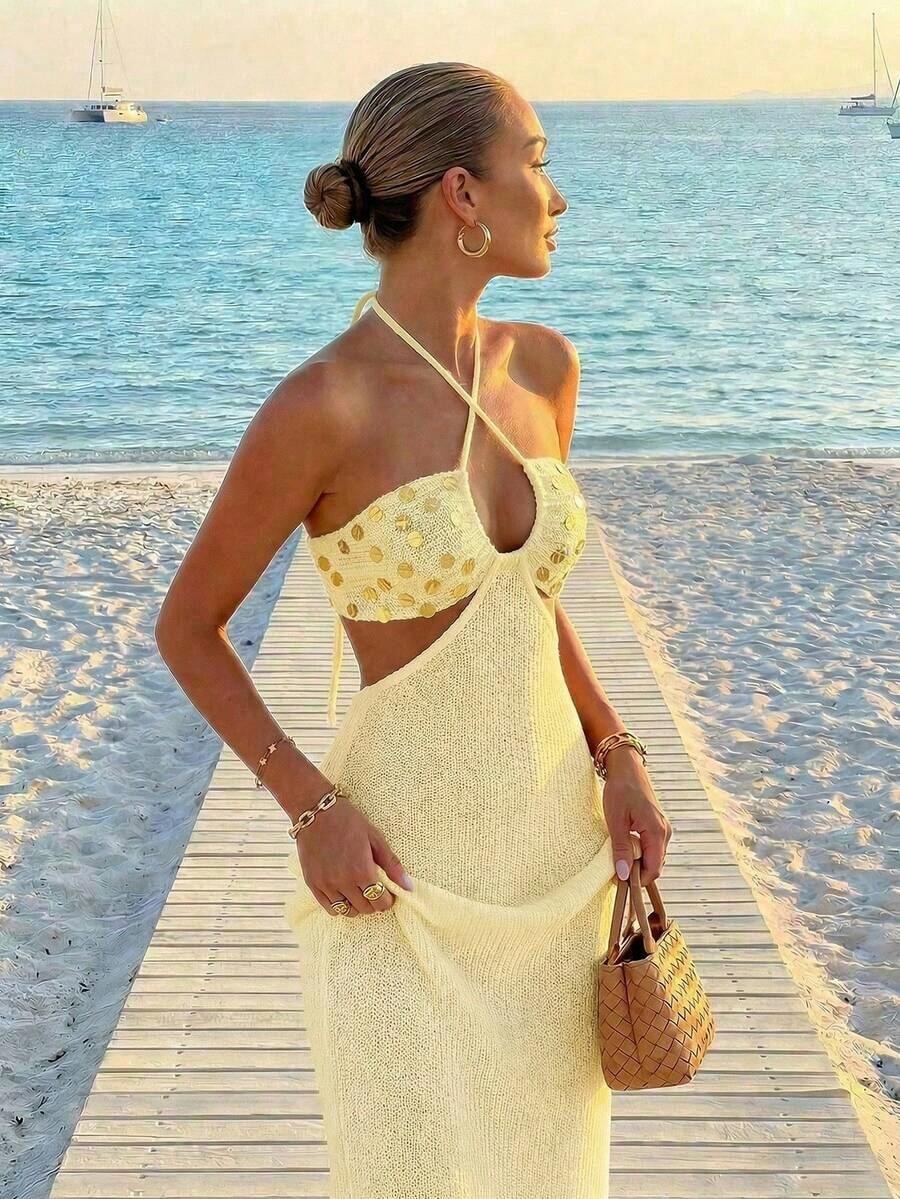 Womens Bohemian Sequin Spaghet - đánh giá và giá Maxi Dress Halter