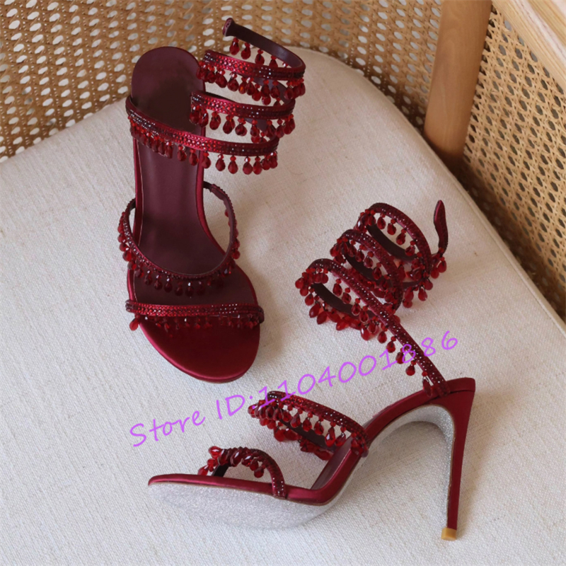 Rhinestone Snake Shape Ankle S - đánh giá và giá Sandal Strappy Heeled