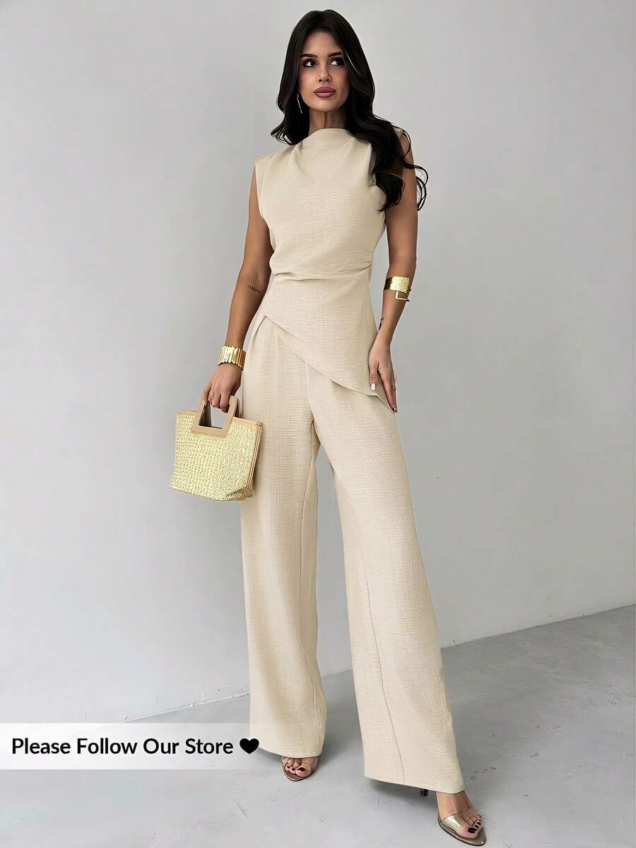 Sleeveless Asymmetric Ruched W - đánh giá và giá Linen Pant Wide