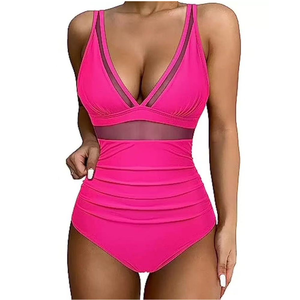 Women Deep V Mesh Cutout One P - đánh giá và giá Swimsuit Bikini Ruched