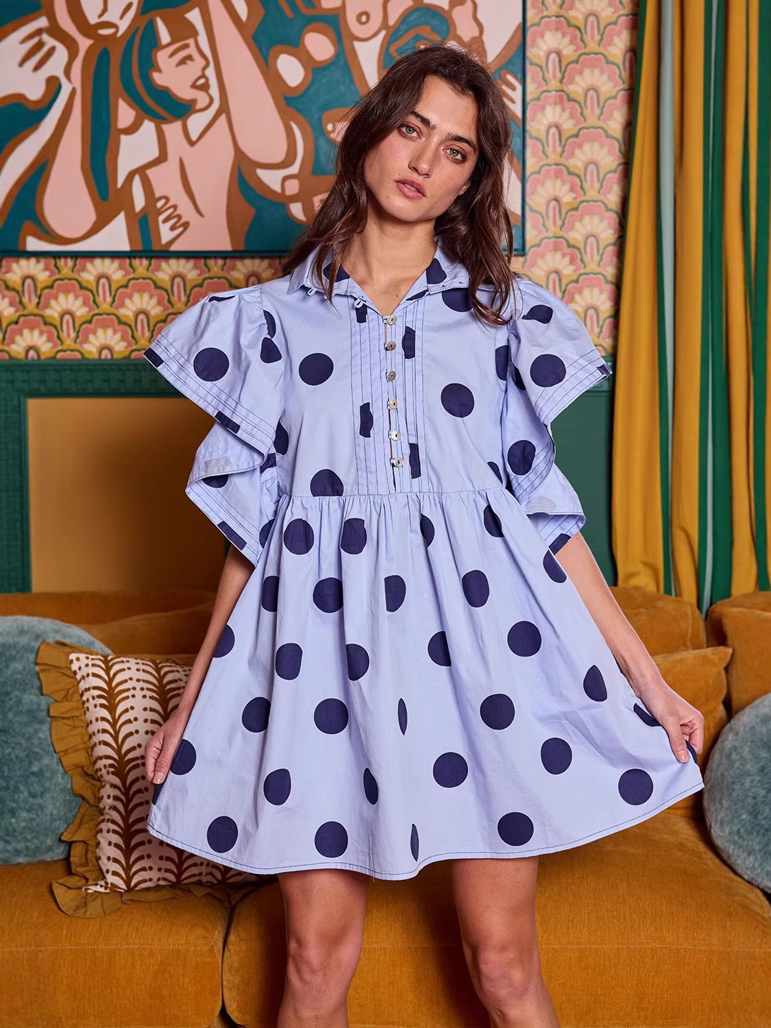 Spring Summer Polka Dot Print  - đánh giá và giá Blouse Off Shoulder