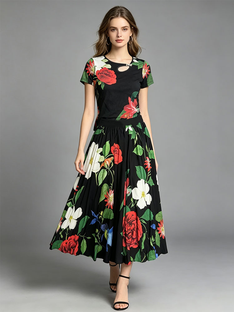 Retro summer new two-piece T-s - đánh giá và giá Romper Floral Print