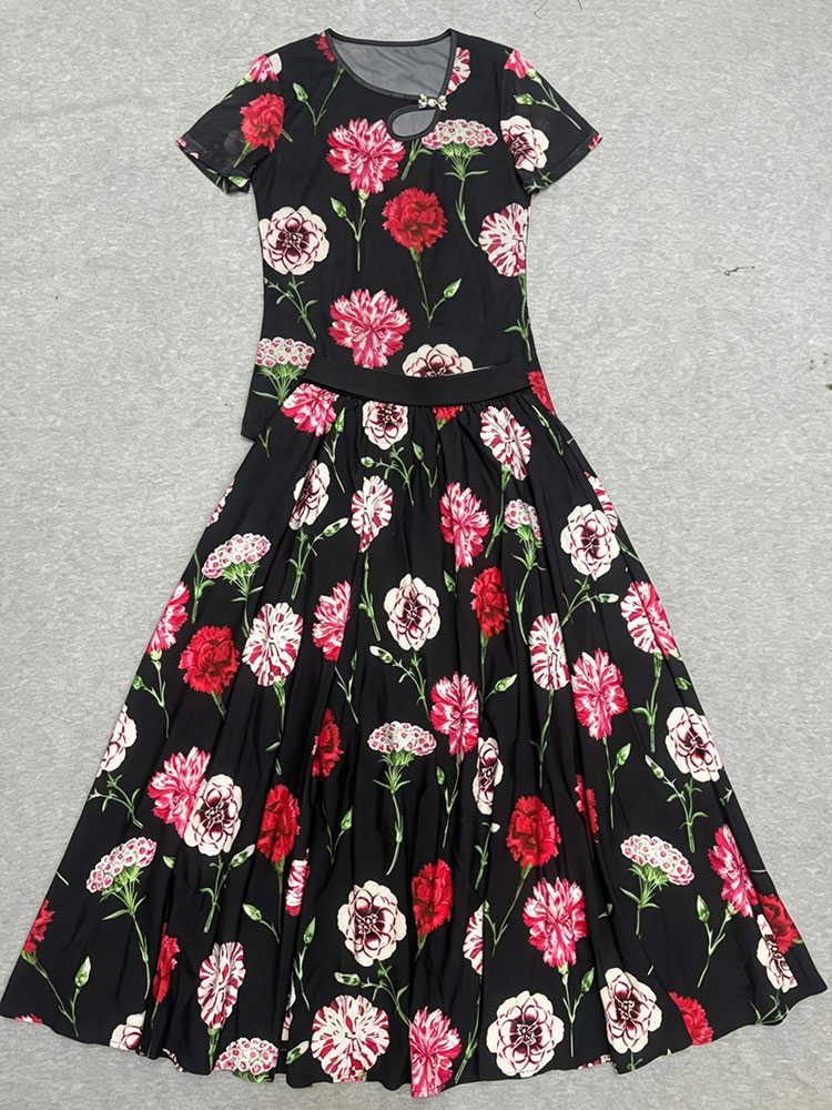 Retro summer new two-piece T-s - đánh giá và giá Romper Floral Print