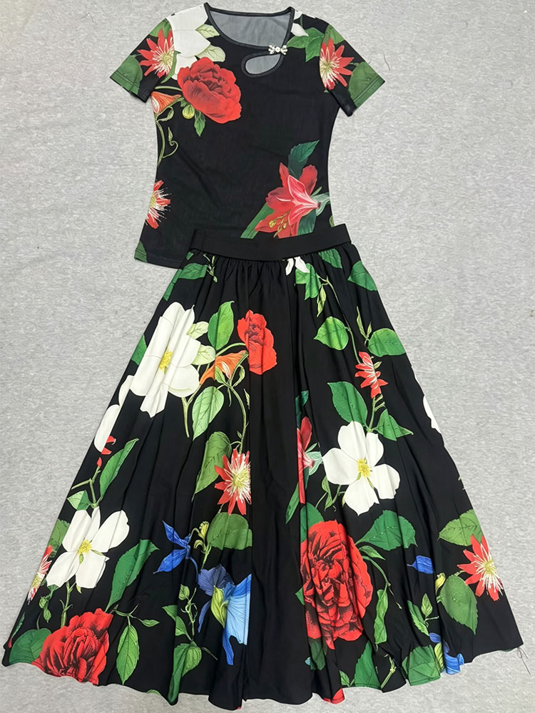 Retro summer new two-piece T-s - đánh giá và giá Romper Floral Print
