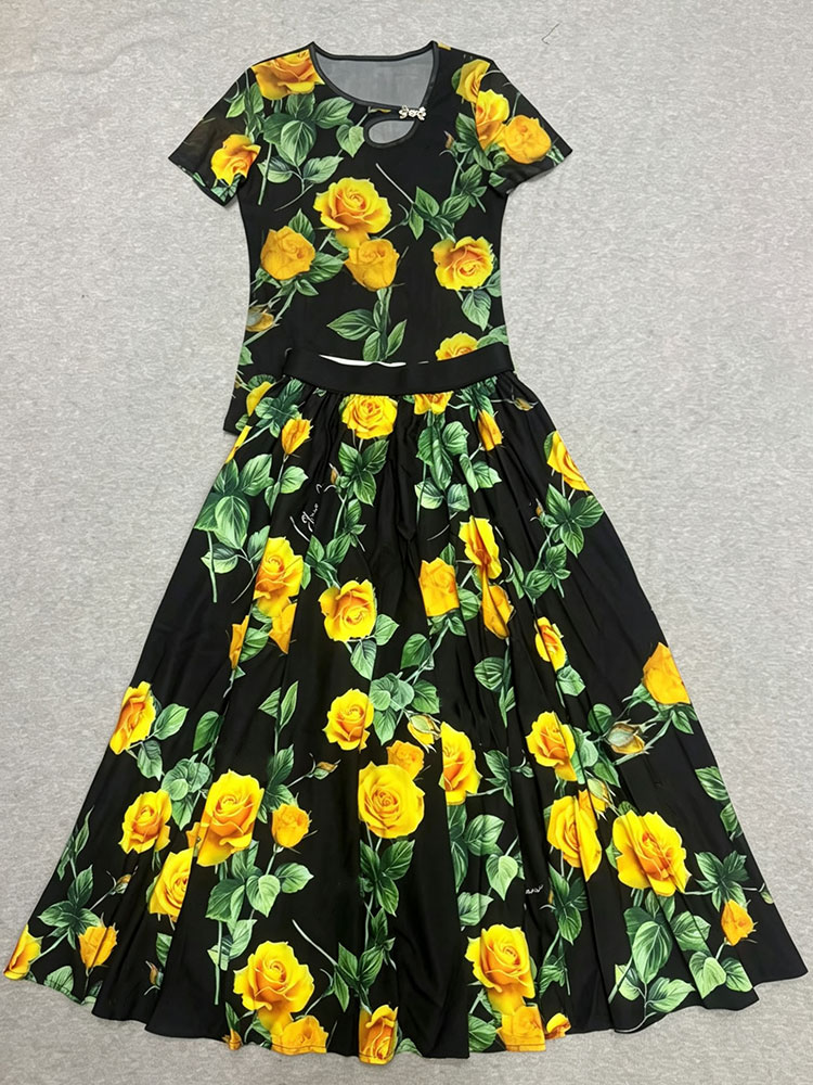 Retro summer new two-piece T-s - đánh giá và giá Romper Floral Print