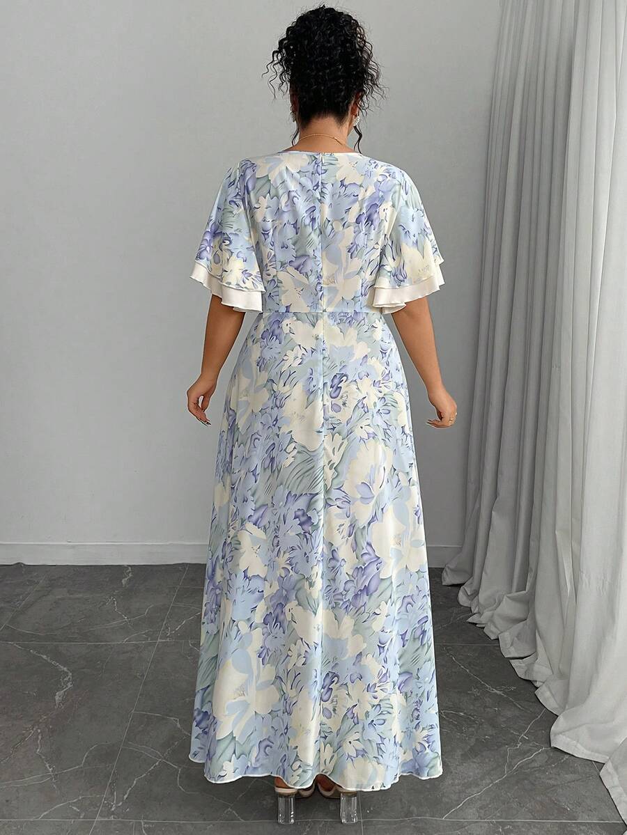 Plus Size Floral Print Square  - đánh giá và giá Midi Skirt Floral