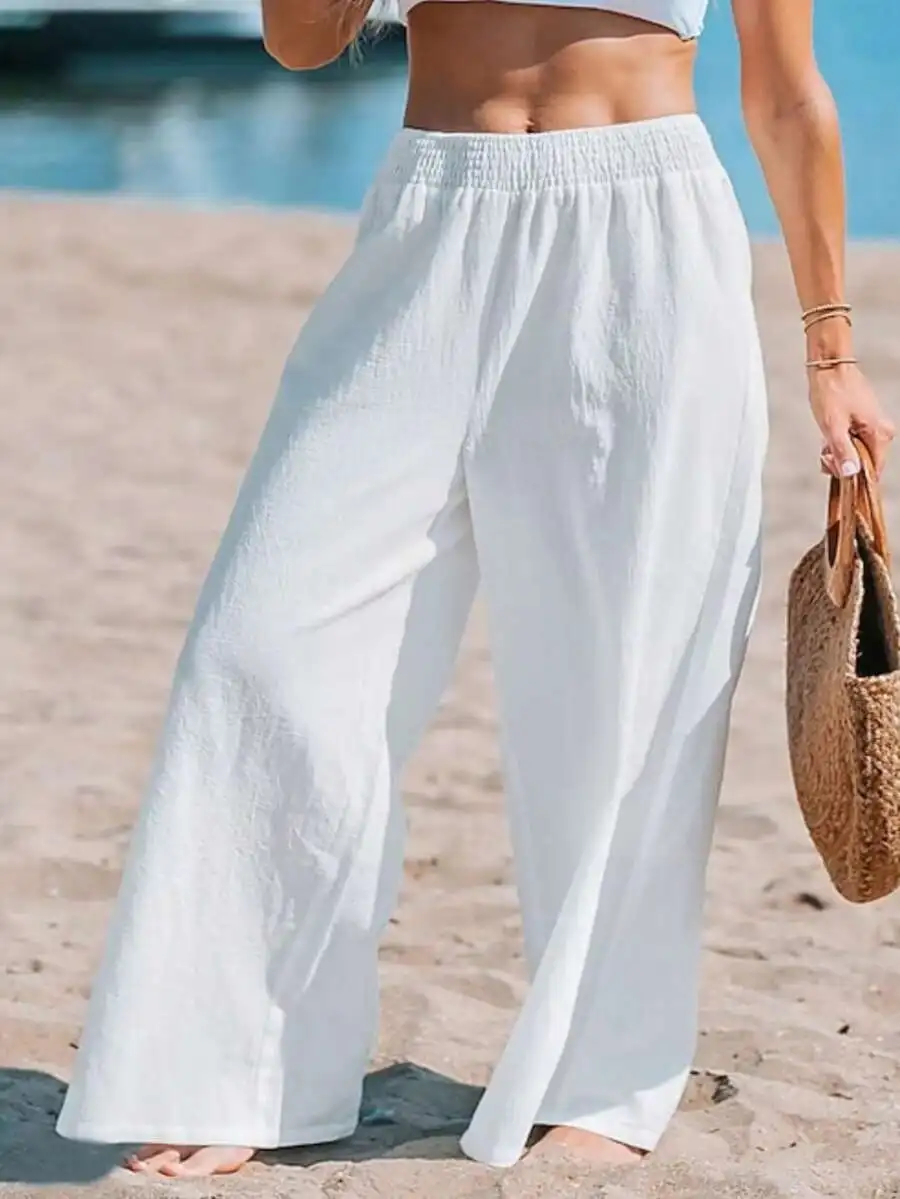 Women High Waist Loose Wide Le - đánh giá và giá Linen Pant Wide