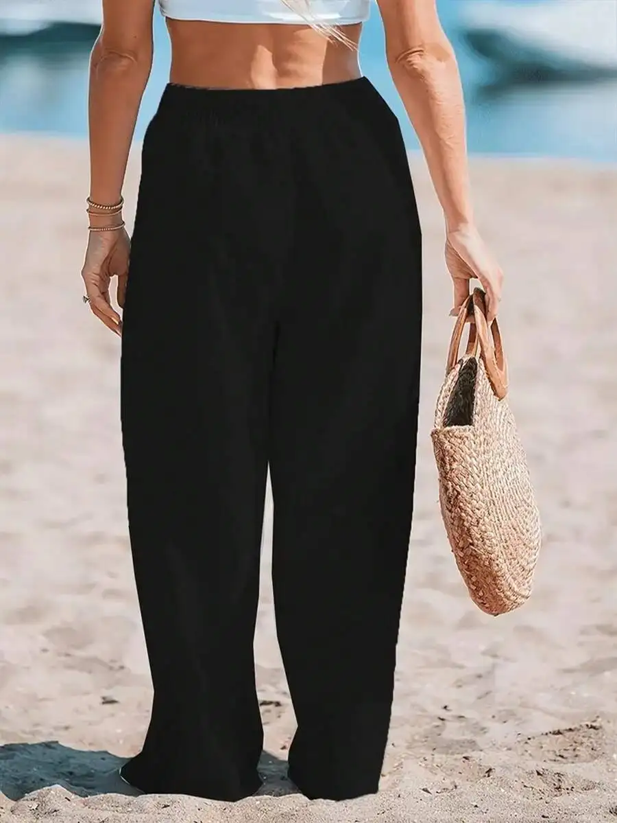 Women High Waist Loose Wide Le - đánh giá và giá Linen Pant Wide