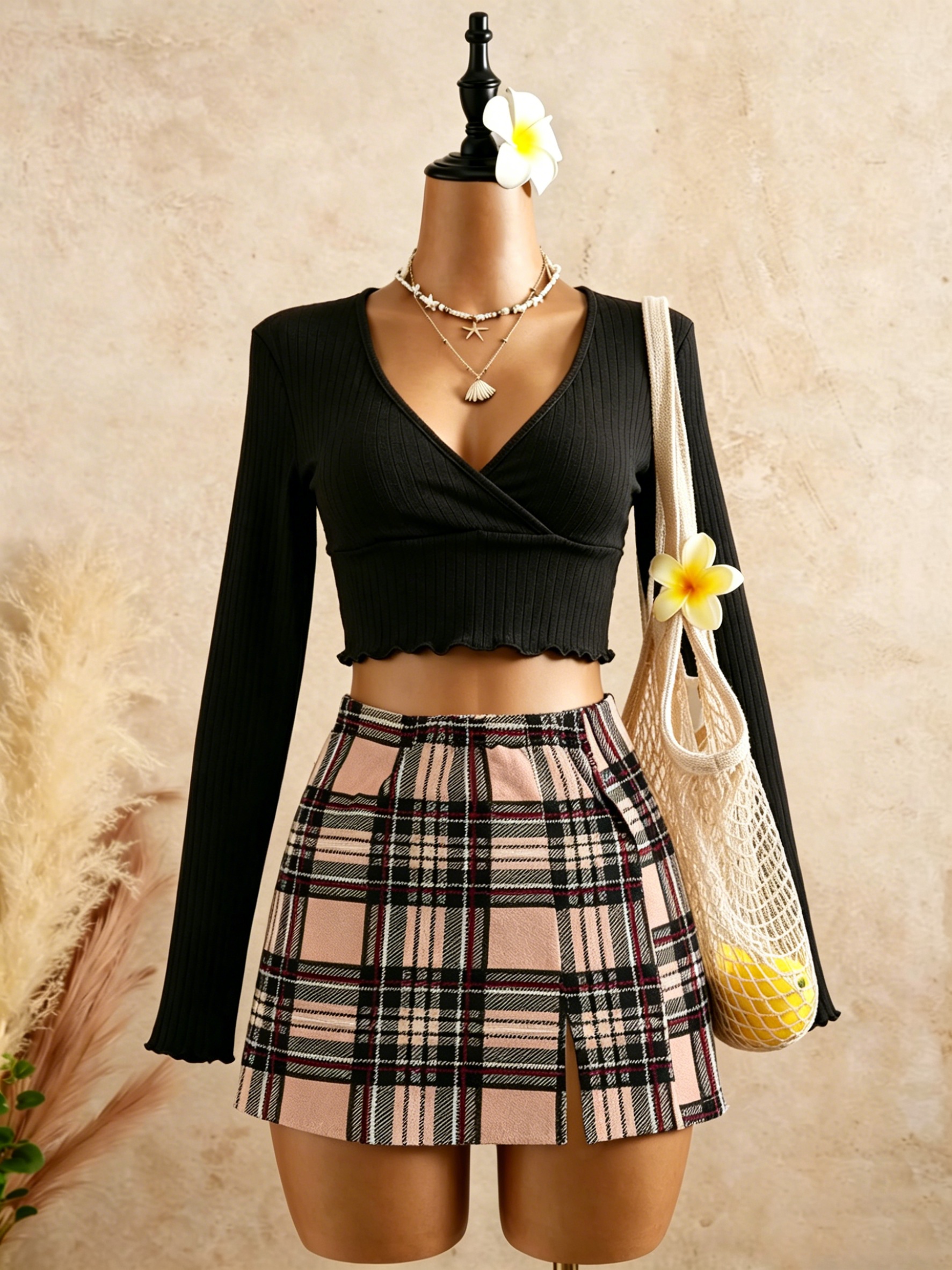 Women Black Wrap V Neck Ruffle - đánh giá và giá Crop Top Crochet