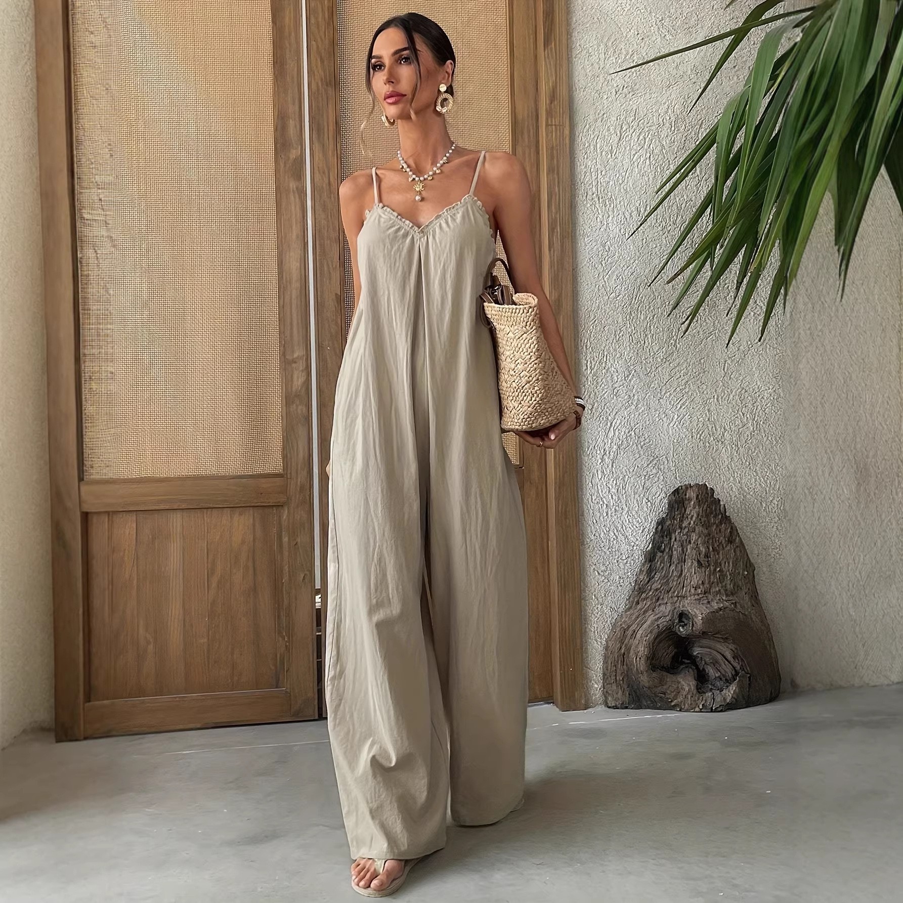 Summer Woman Jumpsuit Sleevele - đánh giá và giá Jumpsuit Linen Relaxed