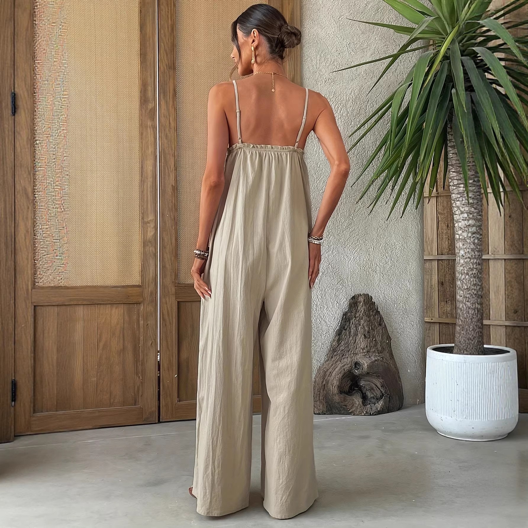Summer Woman Jumpsuit Sleevele - đánh giá và giá Jumpsuit Linen Relaxed