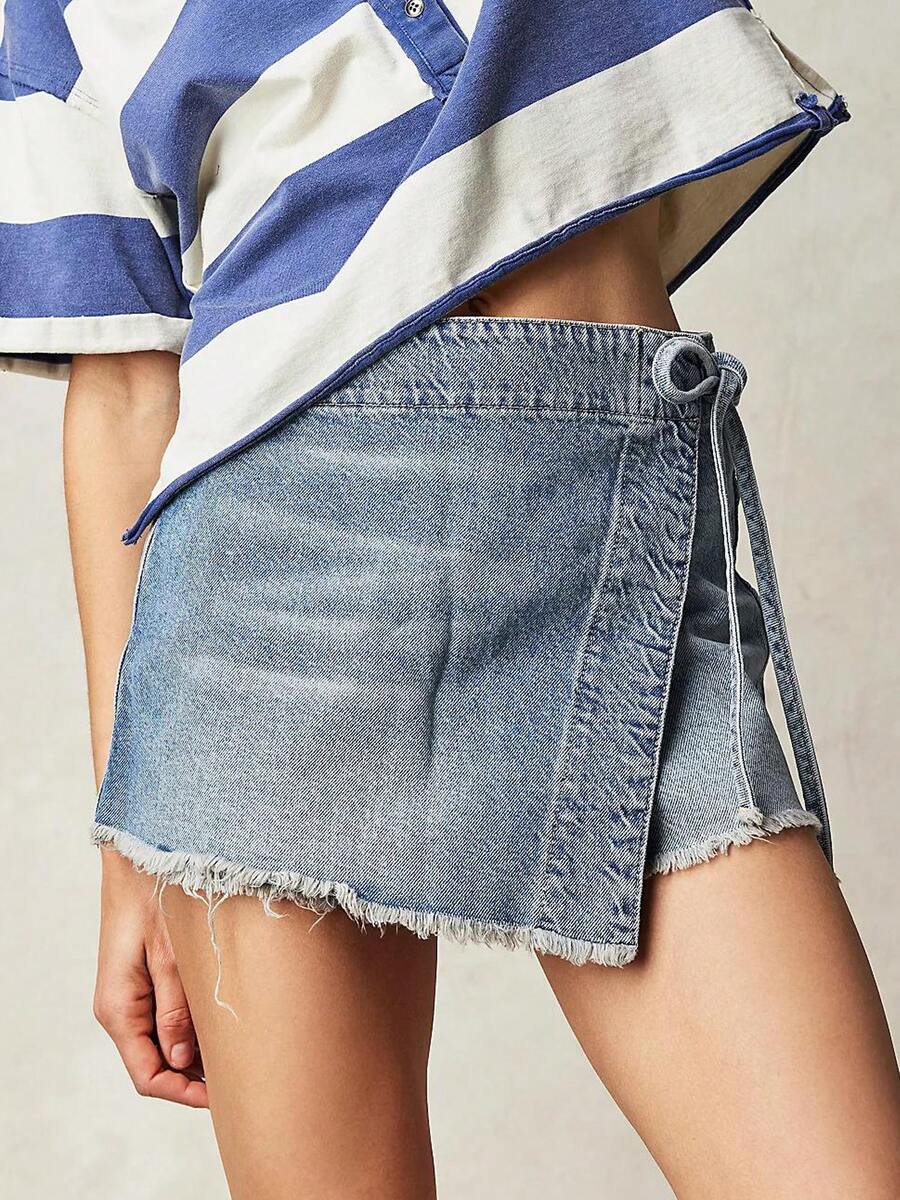 Women Denim Mini Skirt High Wa - đánh giá và giá Shorts Denim Frayed