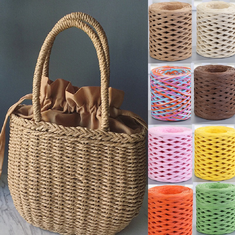 200m Natural Raffia Straw Yarn - đánh giá và giá Crochet Bag Raffia