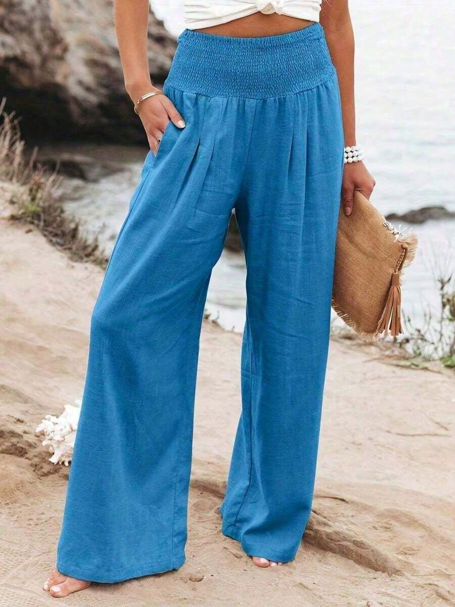 Loose High Waist Wide Leg Casu - đánh giá và giá Linen Pant Wide