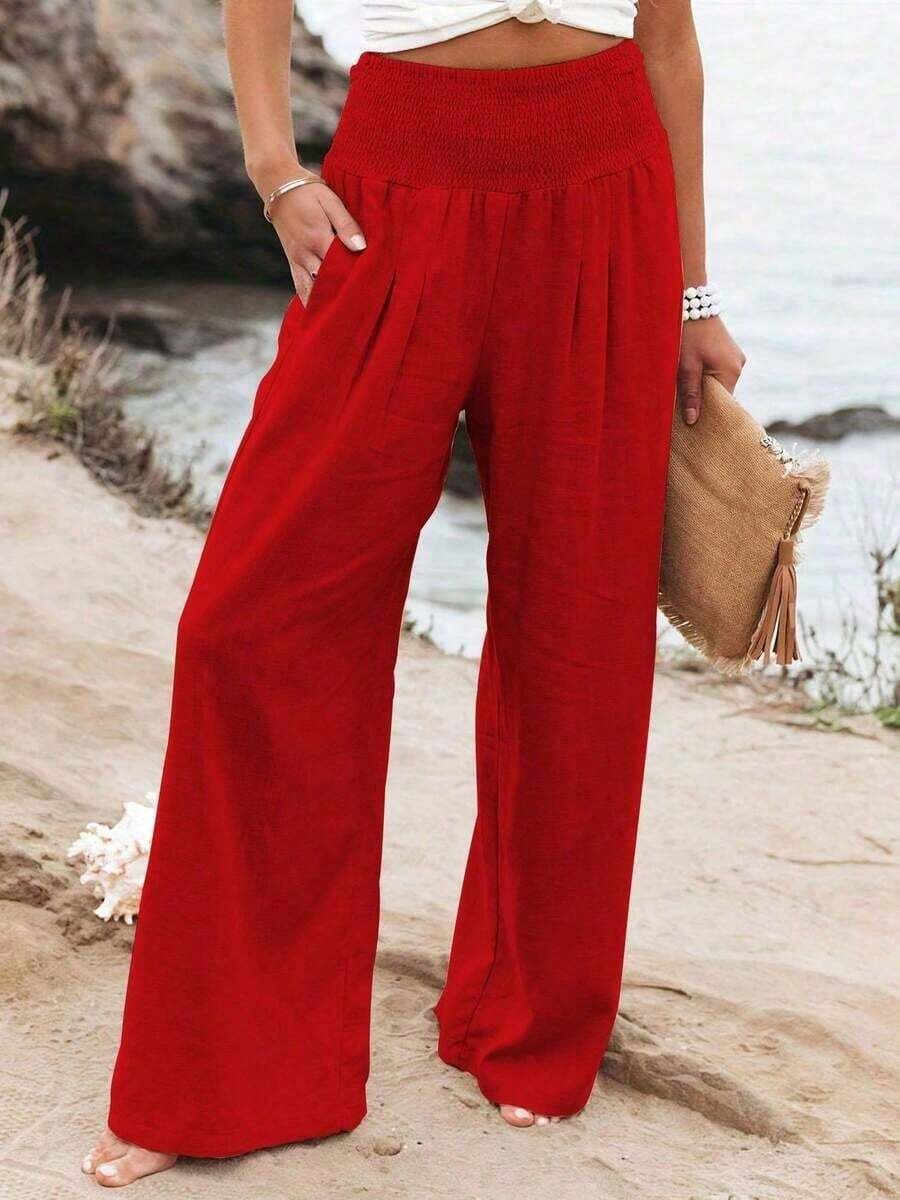 Loose High Waist Wide Leg Casu - đánh giá và giá Linen Pant Wide