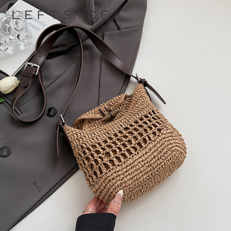 Small Woven Straw Bucket Bag L - đánh giá và giá Crochet Bag Raffia