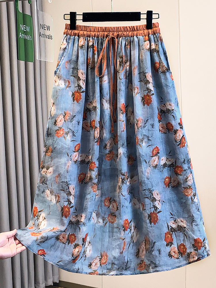 Rustic Floral Print Loose A-Li - đánh giá và giá Midi Skirt Floral