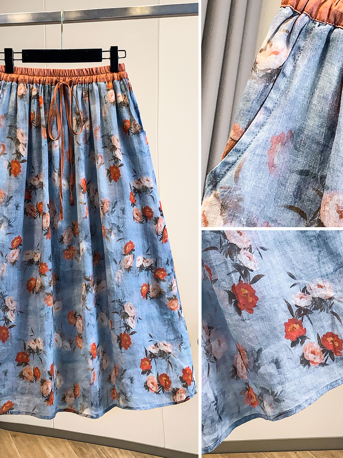 Rustic Floral Print Loose A-Li - đánh giá và giá Midi Skirt Floral