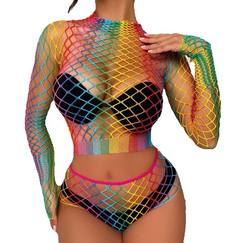 Sexy Rainbow Mesh Lingerie Set - đánh giá và giá Bralette Triangle Set