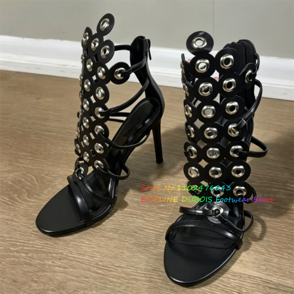 Gold Metal Circle Decor High H - đánh giá và giá Sandal Strappy Heeled