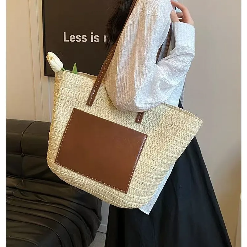 Straw hand-woven tote bag larg - đánh giá và giá Tote Bag Beach