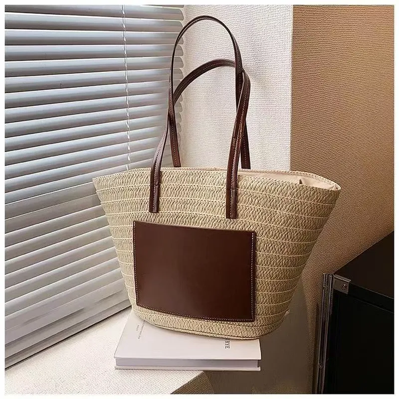 Straw hand-woven tote bag larg - đánh giá và giá Tote Bag Beach