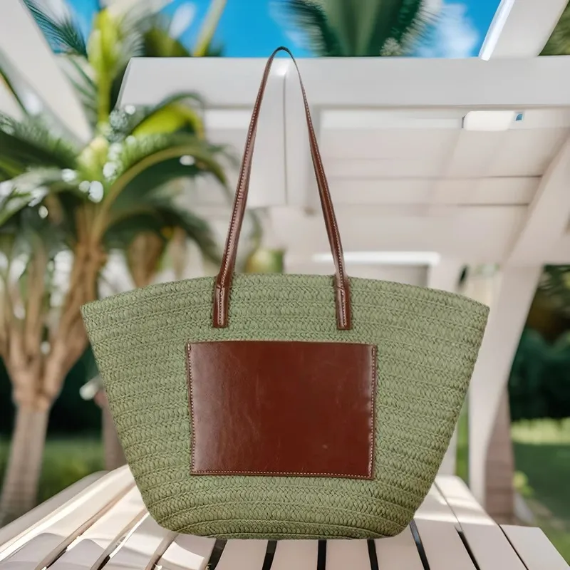 Straw hand-woven tote bag larg - đánh giá và giá Tote Bag Beach