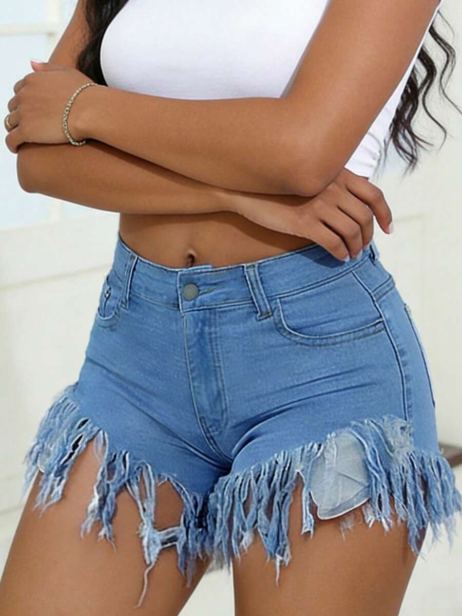 Distressed Frayed Hem Denim Sh - đánh giá và giá Shorts Denim Frayed