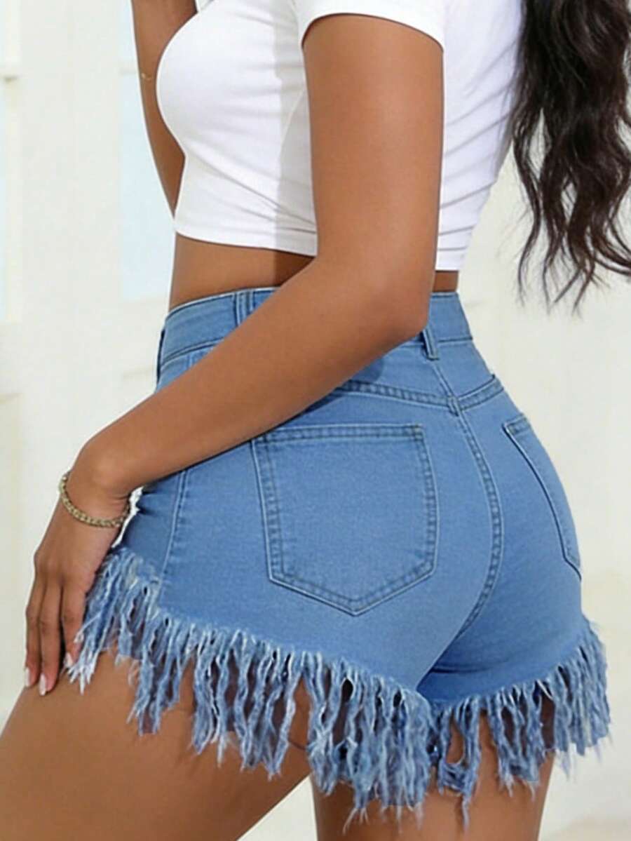 Distressed Frayed Hem Denim Sh - đánh giá và giá Shorts Denim Frayed