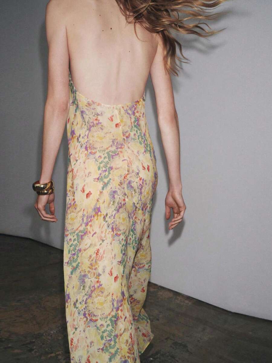 Womens Floral Maxi Halter Back - đánh giá và giá Maxi Dress Halter