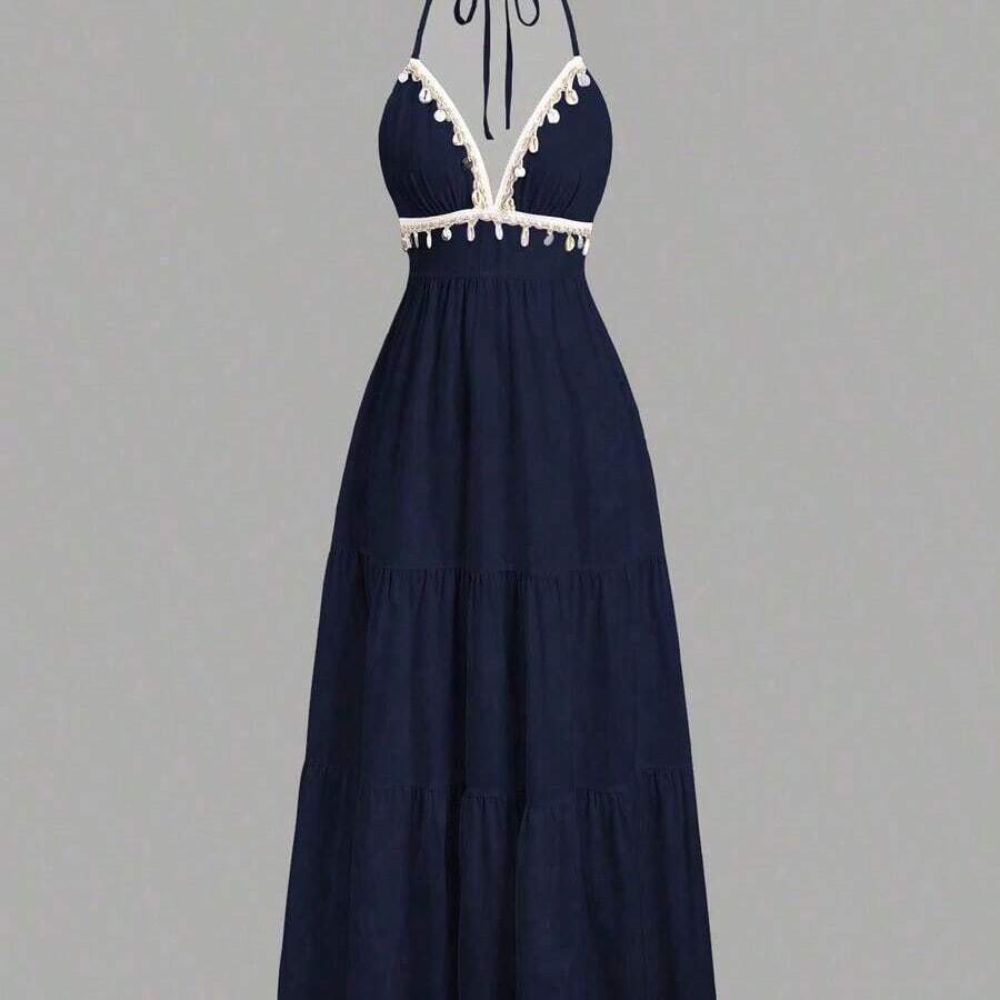 Womens Halter Neck Tiered Maxi - đánh giá và giá Maxi Dress Halter